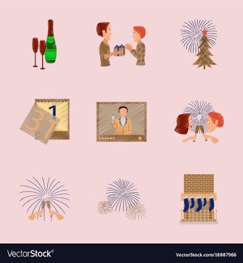 Assembly flat shading style new year celebration vector image