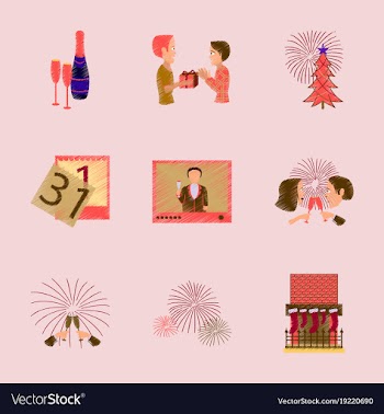 Assembly flat shading style new year celebration vector image