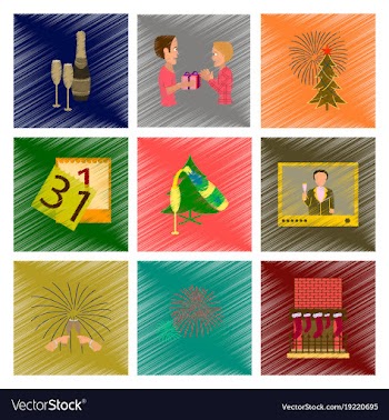 Assembly flat shading style new year celebration vector image