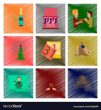 Assembly flat shading style New Year vector image