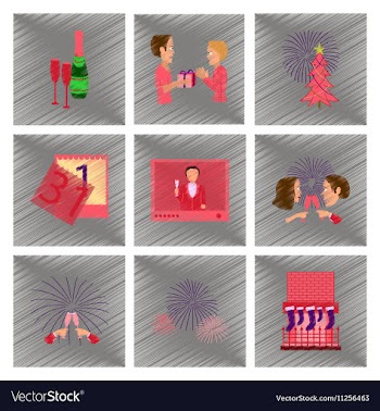 Assembly flat shading style New Year vector image