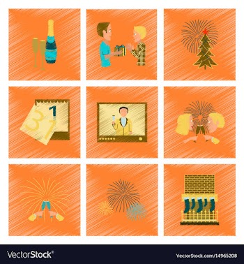 Assembly flat shading style new year vector image
