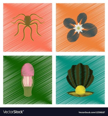 Assembly flat shading style octopus vector image