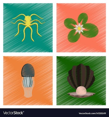 Assembly flat shading style octopus vector image