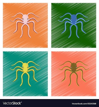 Assembly flat shading style octopus vector image