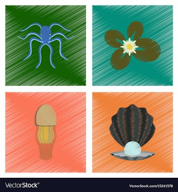 Assembly flat shading style octopus vector image