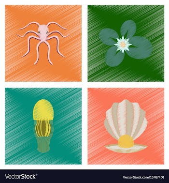 Assembly flat shading style octopus vector image