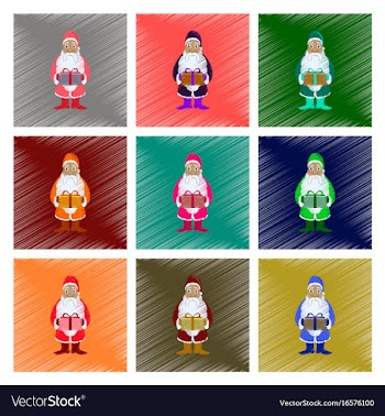 Assembly flat shading style santa claus gifts vector image