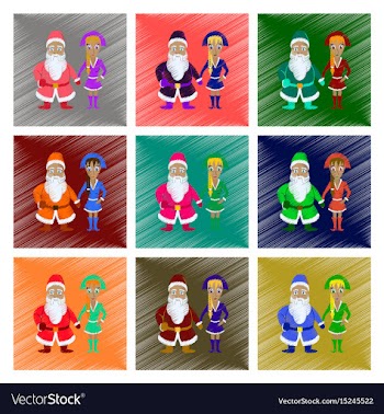 Assembly flat shading style santa vector image