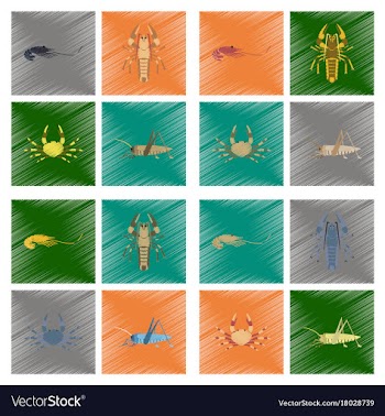 Assembly flat shading style shrimp lobster crab vector image