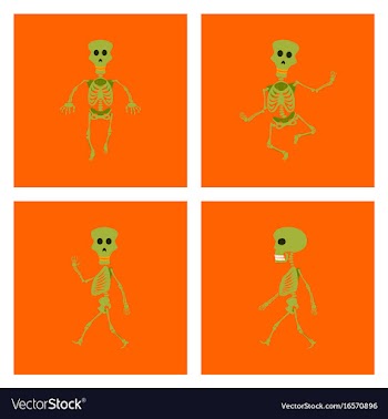 Assembly flat skeleton halloween monster vector image