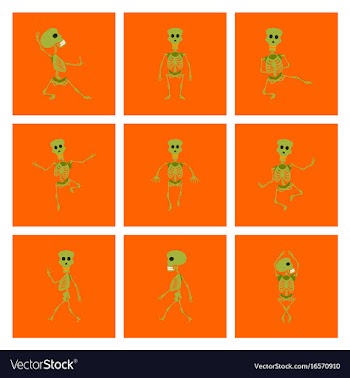 Assembly flat skeleton halloween monster vector image