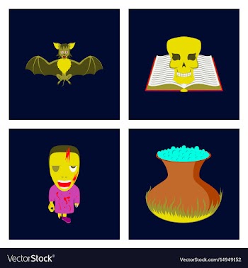 Assembly flat spider bat book skull vector image