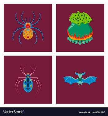 Assembly flat spider potion cauldron vector image