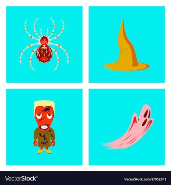 Assembly flat spider witch hat monster ghost vector image