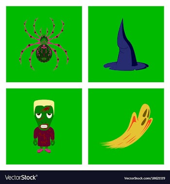 Assembly flat spider witch hat monster ghost vector image