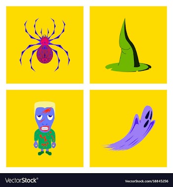 Assembly flat spider witch hat monster ghost vector image