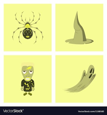 Assembly flat spider witch hat vector image