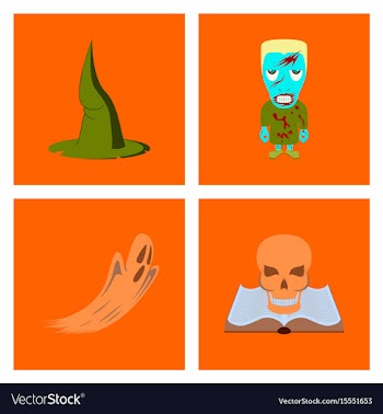 Assembly flat witch hat monster ghost vector image