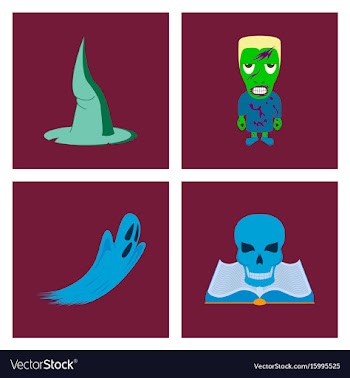 Assembly flat witch hat monster ghost vector image