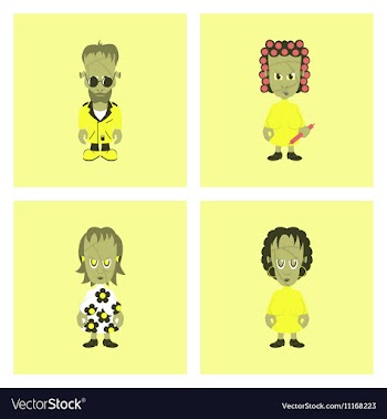 Assembly flat zombie family vector image