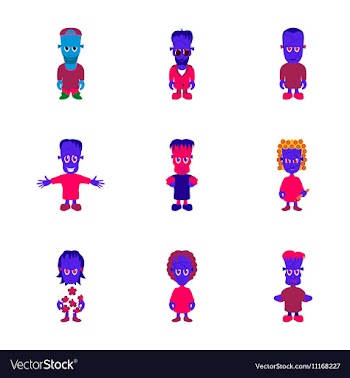 Assembly flat zombie family vector image