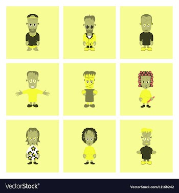 Assembly flat zombie family vector image