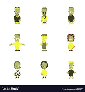 Assembly flat zombie family vector image