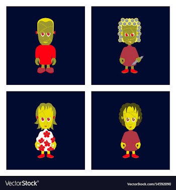 Assembly flat zombie family vector image