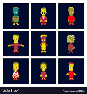 Assembly flat zombie family vector image