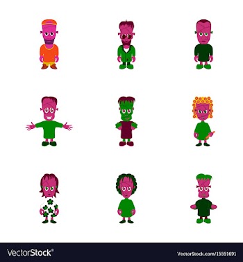 Assembly flat zombie family vector image