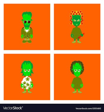 Assembly flat zombie family vector image