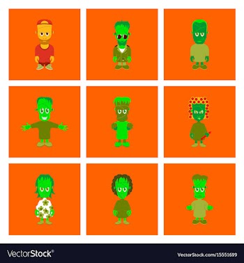 Assembly flat zombie family vector image