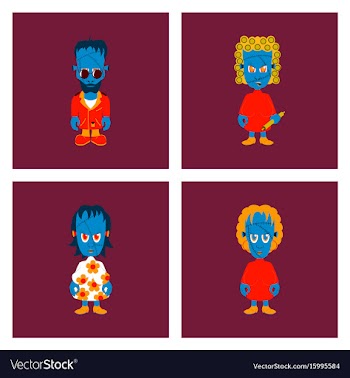 Assembly flat zombie family vector image