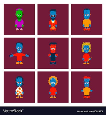 Assembly flat zombie family vector image