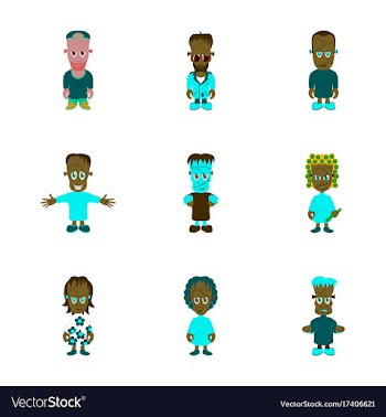 Assembly flat zombie family vector image