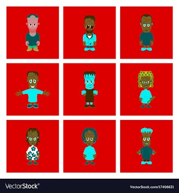 Assembly flat zombie family vector image