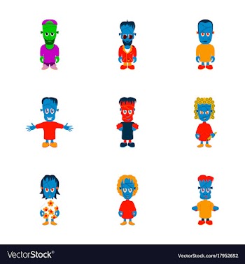 Assembly flat zombie family vector image