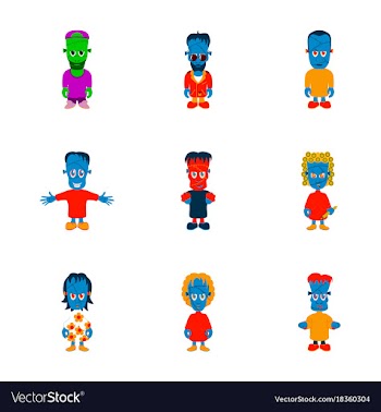 Assembly flat zombie family vector image