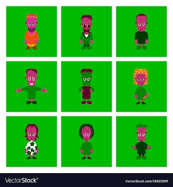 Assembly flat zombie family vector image
