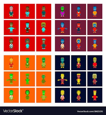 Assembly flat zombie family vector image