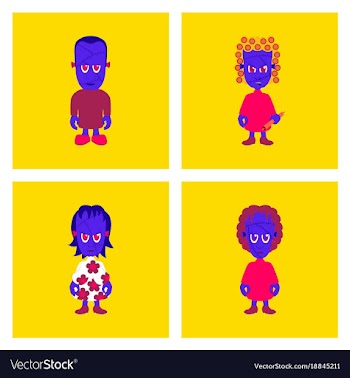 Assembly flat zombie family vector image