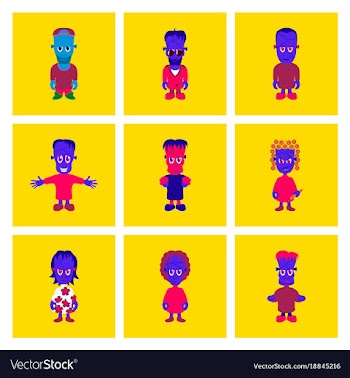 Assembly flat zombie family vector image