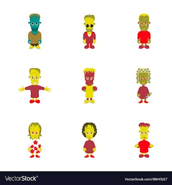 Assembly flat zombie family vector image