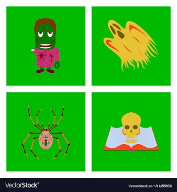 Assembly flat zombie men ghost spider vector image