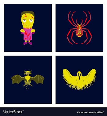 Assembly flat zombie men spider bat vector image