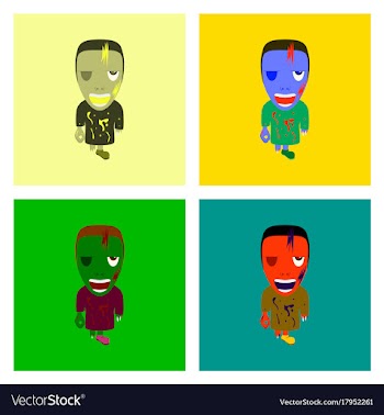 Assembly flat zombie men vector image