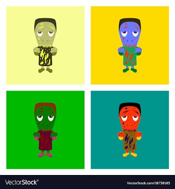 Assembly flat zombie men vector image