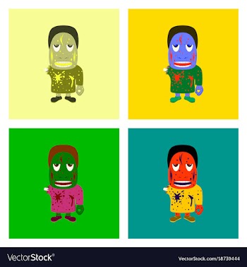 Assembly flat zombie men vector image