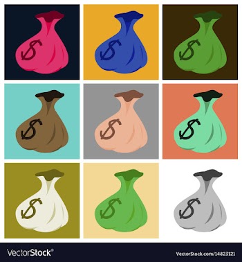 Assembly of flat icons bag with money vector image